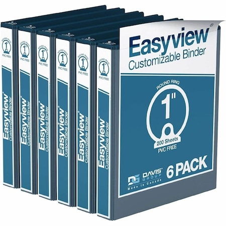 Davis Group Easyview Premium, Round Ring, Customizable, View Binder, (Navy Blue, 1"), PK6 8411-72-06