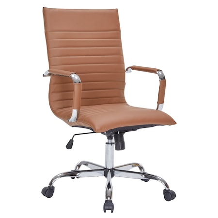 Leisuremod Harris High-Back Faux Leather Office Chair, Light Brown HOT19LBRL