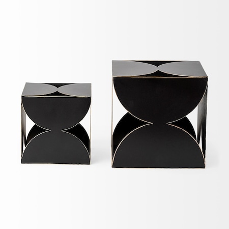 Homeroots 8" Contemporary Black Metal Geo Cube Sculpture 392475