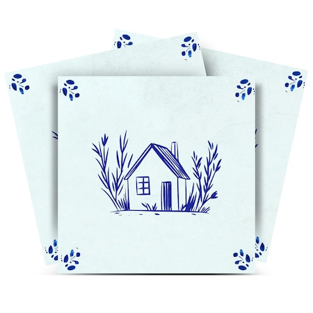 Homeroots 6" x 6" Blue Vinyl Arabesque Peel And Stick Removable Tiles 606499