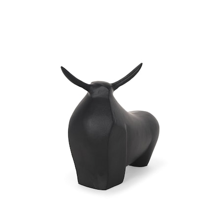 Homeroots 11" Black Aluminum Bull Tabletop Sculpture 608728