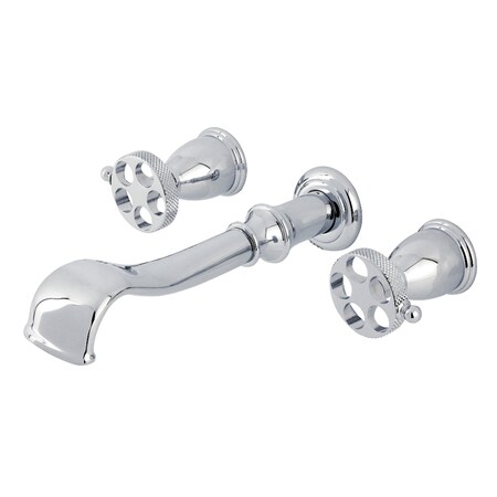 Kingston Brass Two-Handle Wall Mount Tub Faucet with Knurled Handle, Polished Chrome KS5021RKX