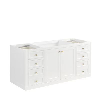 James Martin Vanities Chicago 60in Single Vanity, Glossy White, w/ 3 CM Parisien Bleu Silestone Top 503-V60S-GW-3PBL