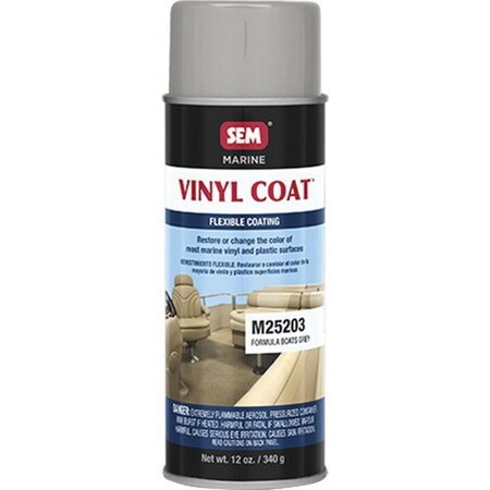 Sem Vinyl Coat Flexible Coating, 16 oz Aerosol Can, Formula Boats Gray, 24 hr Curing, Aerosol M25203