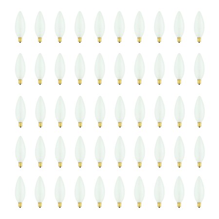 Bulbrite 25w Dimm Frost B10 Torpedo 32mm Incandescent Lght Bulbs Candelabra (E12) Base, 2700K Warm Wht, 50PK 861961