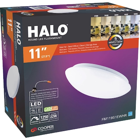 Halo 11'' CCT LED Low Profile Round Flush Mount Ceiling Light Fixture FM119S1EWHR
