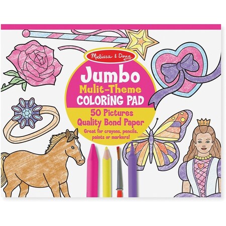 Melissa & Doug Jumbo Multi-Theme Coloring Pad, 11 x 14, Pink, PK6 4225