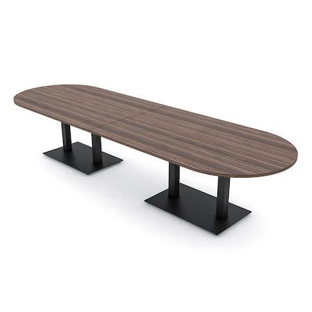 Skutchi Designs Racetrack Conference Table With Power Unit, 48 in W, 120 in L, Brown HAR-RAC-48X120-DOU.BK-H3041-NA