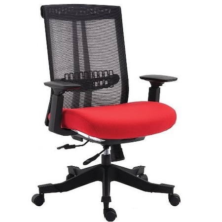 We'Re It Mesh it, Twyst Series Flex Mesh Task Chair with Red Seat, Adjustable Arms, Seat Slide, and Black Frame EM5225AM-RED