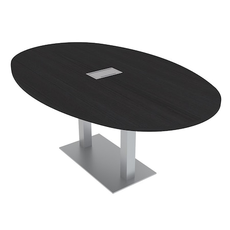 Skutchi Designs Boval Conference Table With Power, 48 in W, 72 in L, Black HAR-BOVL-48X72-DOU-U999ST19-ESIL