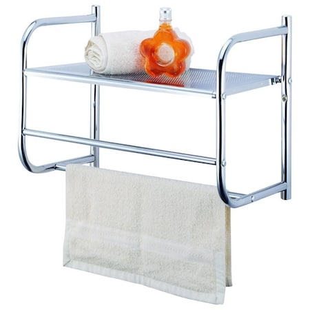 Simple Spaces Bathroom Rack, 11 lb Each shelf, 6.6 lb Each Towel Rack Max Weight Capacity, 1-Shelf, Metal BR32-CH