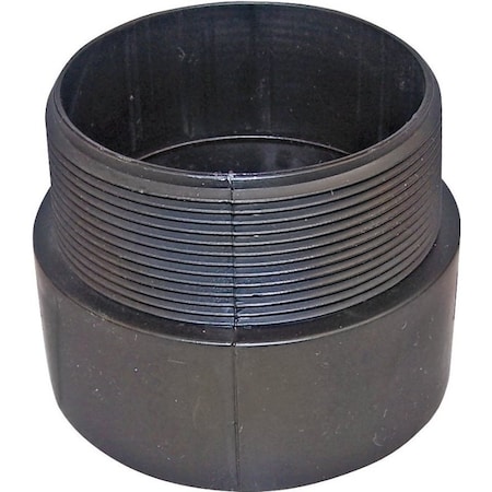 Canplas Pipe Adapter, 4 in, MNPT x Hub, ABS, Black, SCH 40 Schedule 102874BC