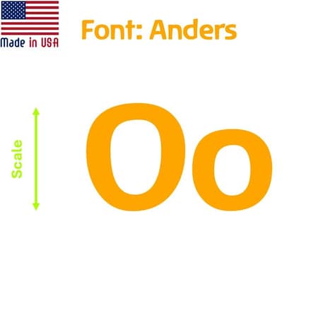 Aacc Self-Adhesive Vinyl Letter: o, Scale: 9 cm. Color: Orange Font: Anders by, 4PK AACC-Anders-lo-Orange-M9x4