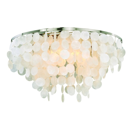 Vaxcel Elsa 24-in W Satin Nickel Capiz Shell Coastal Flush Mount Ceiling Light Fixture C0118