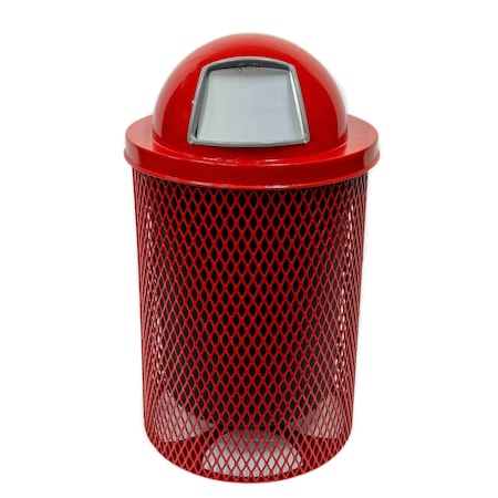 Mytcoat Trash Receptacle, Dome Lid, Liner, 32 Gal, Red, Expanded Metal, Industry Standard Coating 804356