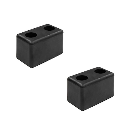 Mytee Products 6in x 3-1/2in x 3-1/2in Rectangular Rubber Dock Bumper with 2 Holes - Impact Resistant, 2PK TRLB-3001x2