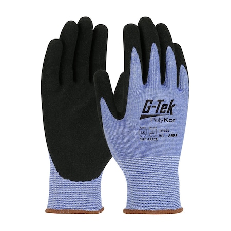 G-Tek Seamless Knit A5 PolyKor Blended Glove with Nitrile Coated MicroSurface Grip on Palm&Fingers, 12PK 5290
