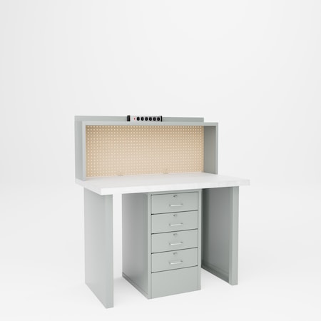 Pucel Center Drawer Workstation, 48 in W x 34 in H x 30 in D, Gray EWS-3048-L