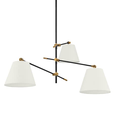 Troy Lighting Colin King X Navin 3 Light Chandelier 52.5 In. Patina Brass F2653-PBR/TBK