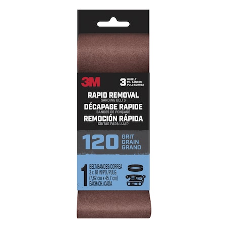 3M 3 in W, 18 in L, Ceramic Aluminum Oxide, 120 Grit, Brown BELT3X181PK120
