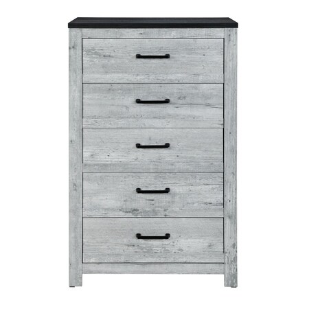 Homeroots 51" Gray Wood Five Drawer Dresser 564697