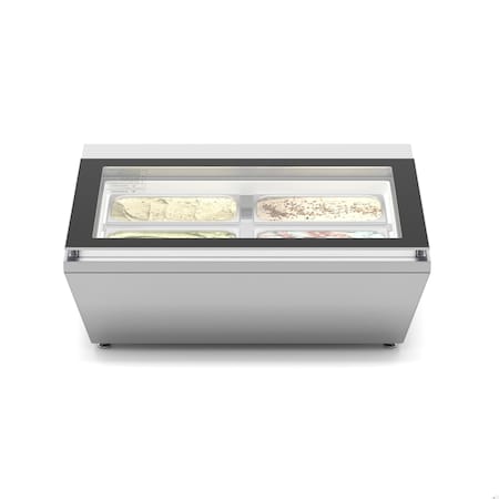 Koolmore 31 in. Countertop Ice Cream Display case with 4 Pans and Glass Sneeze Guard in Stainless-Steel KM-CGD-8HP