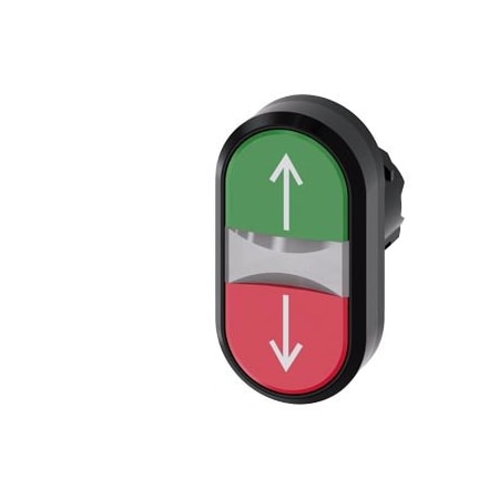 Siemens Illuminated twin pushbutton, 22 mm, round, plastic, green: arrow 3SU1001-3AB42-0AN0