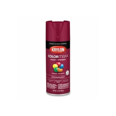Krylon Industrial COLORmaxx, Paint + Primer Spray Paint, 12 oz, Burgundy, Satin, 6PK 425-K05560007