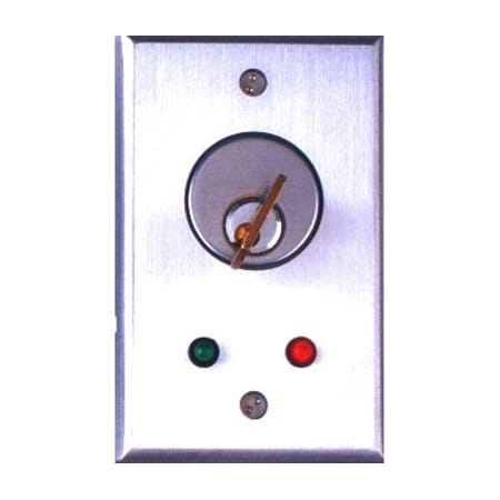 Camden Single Gang Key Switch, 12/24 VAC/DC, SPDT Switch, N/O and N/C, Momentary, Aluminum Finish CM-1120