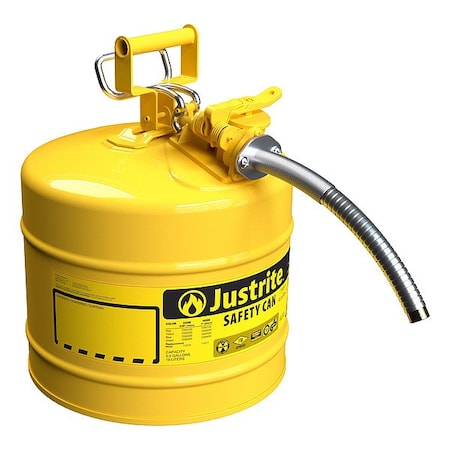 Justrite TYPE II SAFETYCAN, Steel, Yel, HoseOD1in 7250230