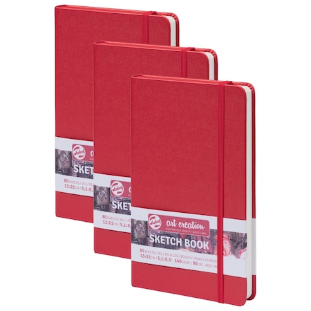 Talens Art Creation Sketchbook, 80 Sheets, 90lbs, Red Cover, 5.1'' x 8.3'', 3PK 9314202M