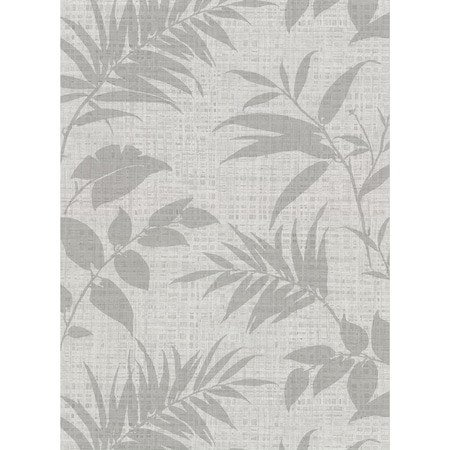 Warner Chandler Light Grey Botanical Faux Grasscloth Wallpaper 2921-50800