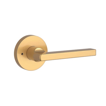 Baldwin Privacy Square Lever and Contemporary Round Rose with 6AL Latch and Dual Strike Lifetime Satin PVSQUCRR044
