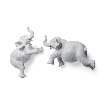 Homeroots Set of Two Maynard I Gray Elephant Resin Hanging Dimensional Sculpture, 2PK 608653