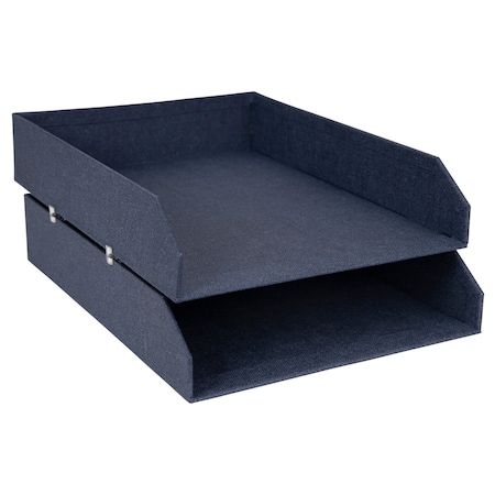 Bigso Letter Trays, Stackable, 9.1" x 12.2" x 2.4", 2 Pack, Blue, 4PK 7892C3801N