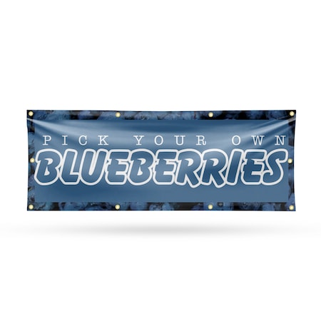 Signmission Pick Your Own Blueberries, 36 Inch x 96 Inch, Vinyl Banner B-96-30789