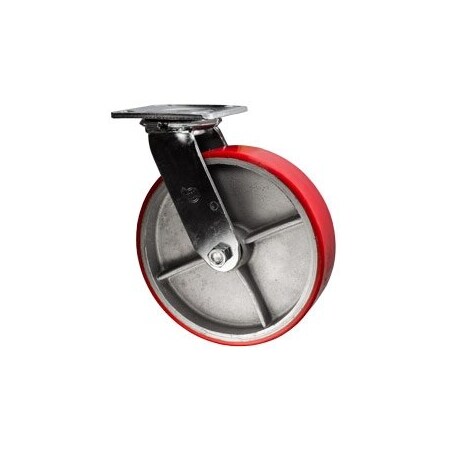 Service Caster 8 Inch Red Poly on Cast Iron Wheel Swivel Caster with Ball Bearing SCC SCC-30CS820-PUB-RS