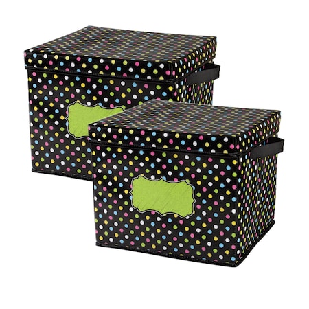 Teacher Created Resources Chalkboard Brights Storage Box with Lid, 2PK 20766