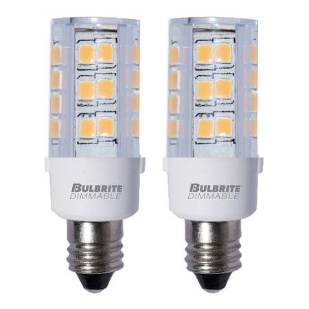 Bulbrite 35w Equivalent T4 Dimmable (E12) Candelabra Screw Base Soft Wht Lght Clear LED Lght Bulb, 3000K, 2PK 861519