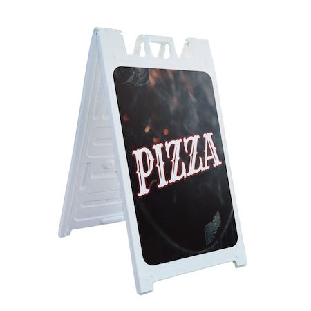 Signmission Pizza, A-Frame & 2 Sign Inserts, Heavy-Duty Plastic Frame SBHD-C-2436-30416