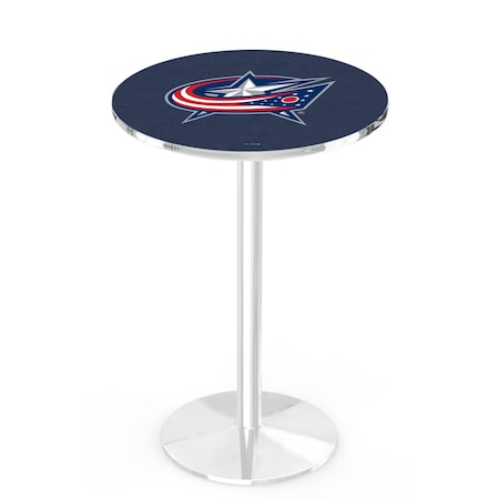 Holland Bar Stool Co 42" Chrome Columbus Blue Jackets Pub Table, 36" dia. Top L214C4236ColBlu