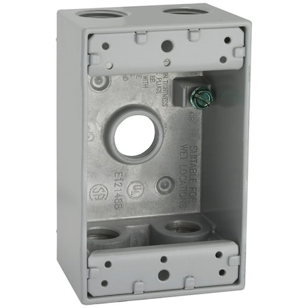 Hubbell Weatherproof Box, 5-Outlet, 1-Gang, Aluminum, Gray, Powder-Coated 5322-0