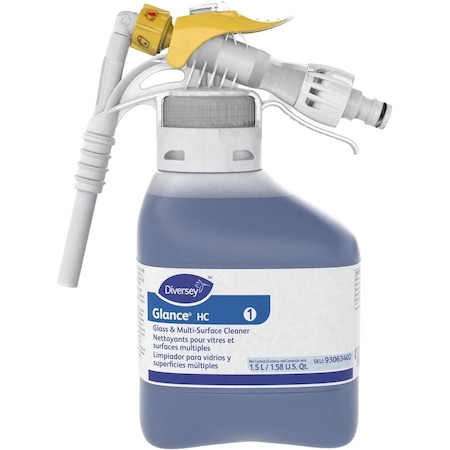 Diversey Liquid Glass and All Purpose Cleaner, 1.5L, Blue, Unscented, Hose End Connection Bottle, 2 PK 93063402