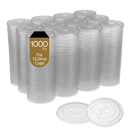 Eco Harmony Products Flat Lids for 12, 16, 20, 24oz Cold Cups, PET, 98mm, 1000PK 804661