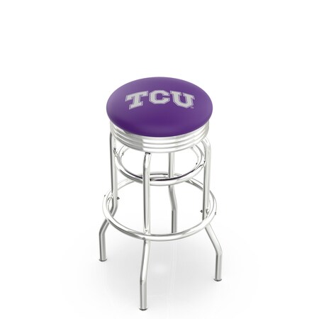 Holland Bar Stool Co 25" Chrome 2-Ring TCU Swivel Bar Stool, Accent Ring L7C3C25TexChr