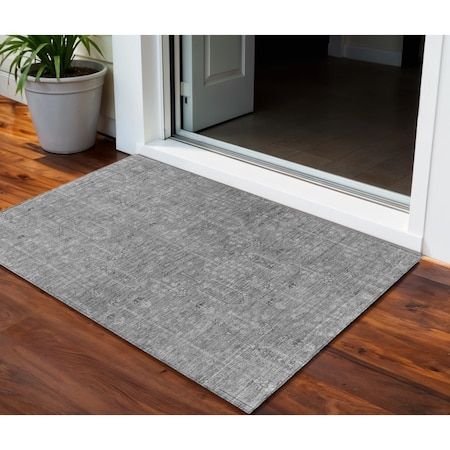 Homeroots 3' X 5' Gray And Charcoal Southwestern Washable Indoor Outdoor Area Rug 587062