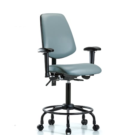 Blue Ridge Ergonomics Vinyl Chair, Vinyl, Adjustable Arms BR-VMBCH-MB-RT-T1-A1-RC-8822
