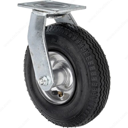 Richelieu Industrial Pneumatic Casters, Swivel Without Brake, with Plate, Black F26488