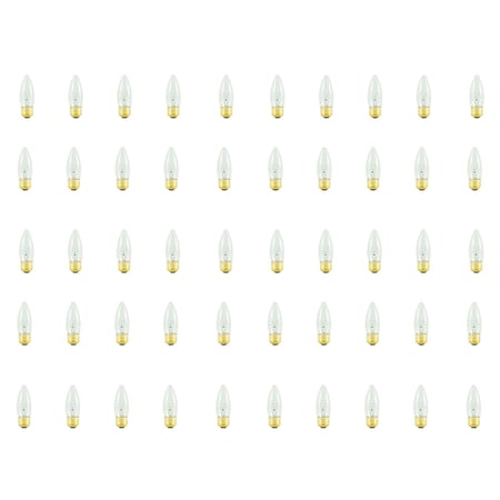 Bulbrite 40W Dimmable B10 Incandescent Light Bulbs, Clear, Medium E26 Base, 2700K, 225lu, 50PK 861087