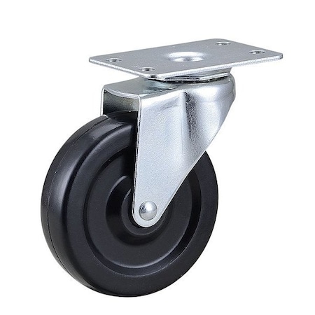 Zoro Select Swivel Plate Caster, Rubber, 3 in, 100 lb, D 1UHH6